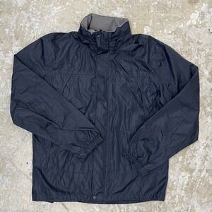 Tesla‎ Jacket Mens Medium Blue Waterproof Hooded Lightweight Logo Zip Snap